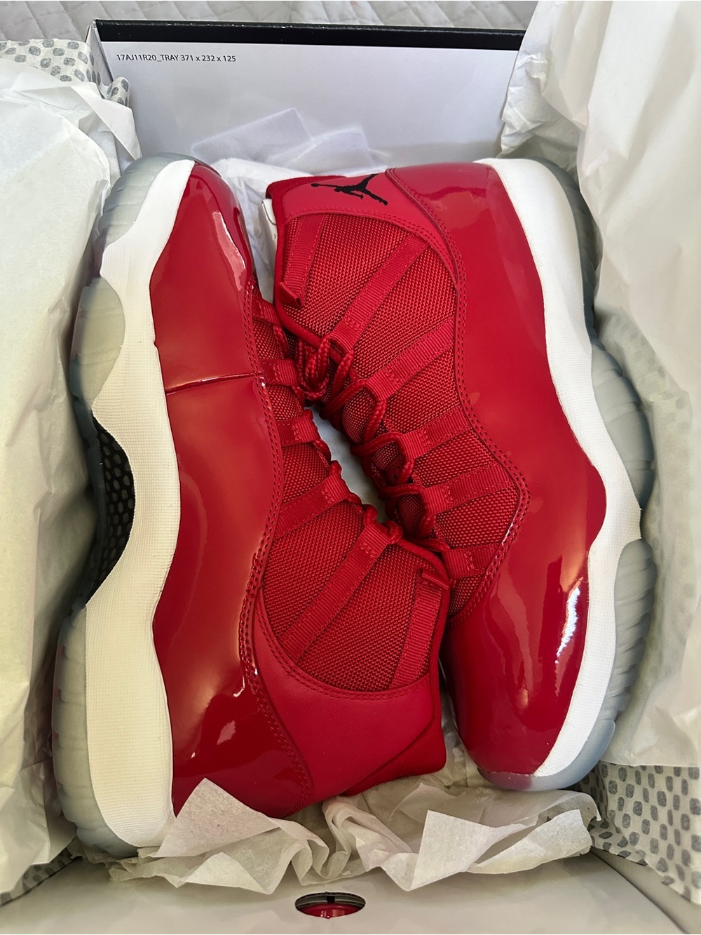 Air Jordan 11 Retro 'Win Like 96' Red Patent Leather Sneakers - Picture 8 of 11